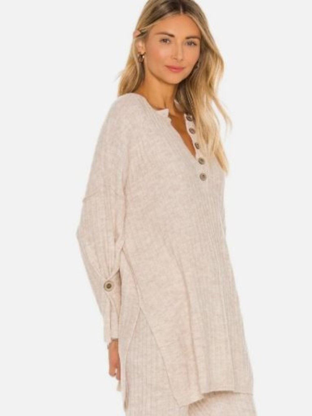 Intimately Free People Around the Clock Oversized Sweater Rib Knit Small Oatmeal - Picture 2 of 10
